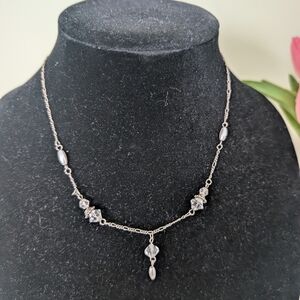 Silvertone Crystal Drop Necklace in Silver